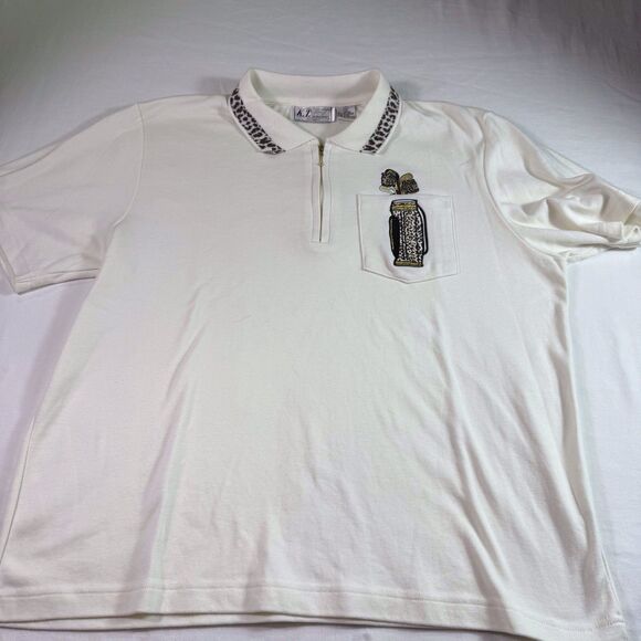 KT Golf Women’s ANIMAL‎ PRINT White GOLF POLO 1/4 Zip Golf Bag Appliqué Sz 1X - Picture 4 of 13